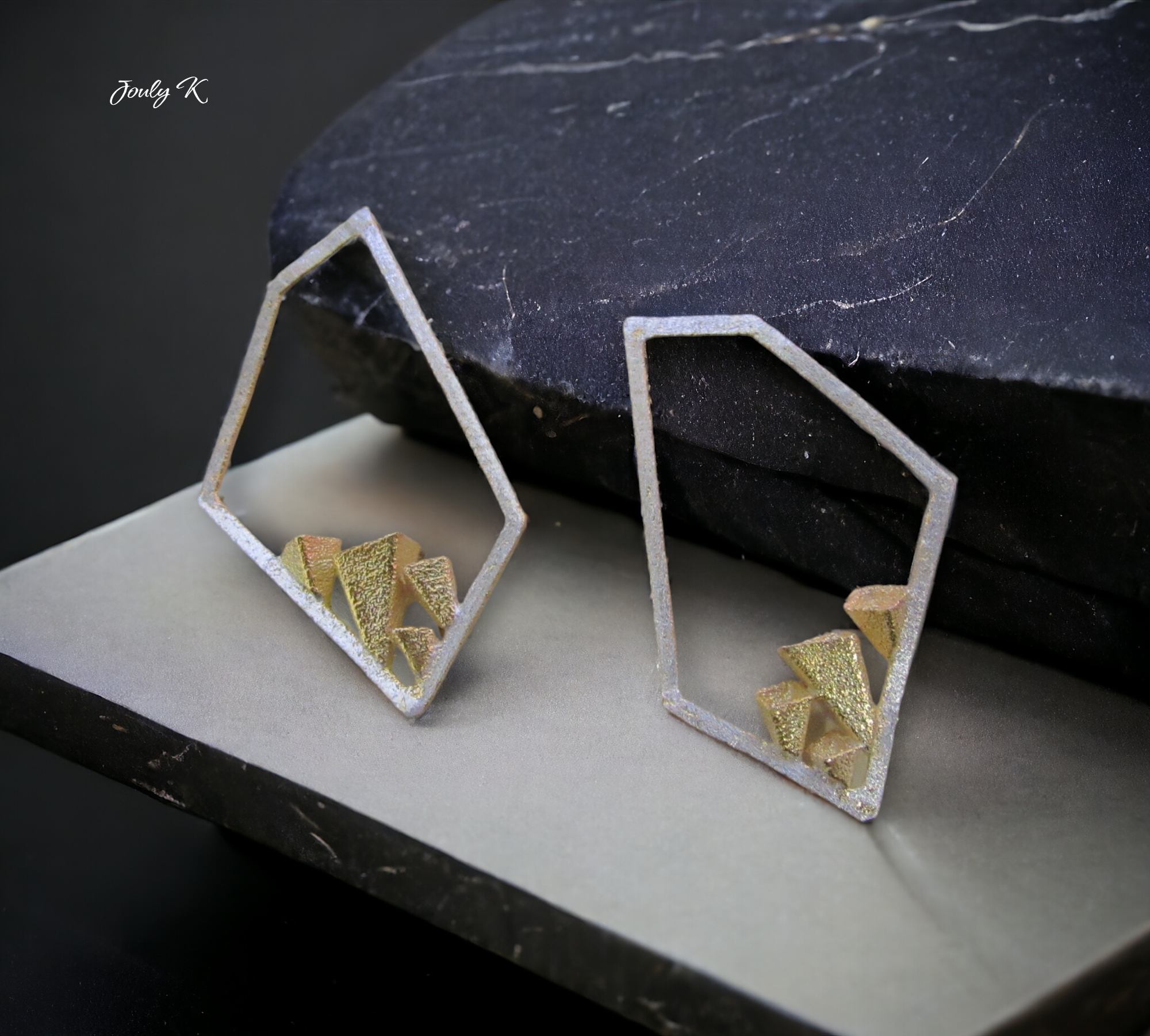 Silver Earrings with an Oxidized finish