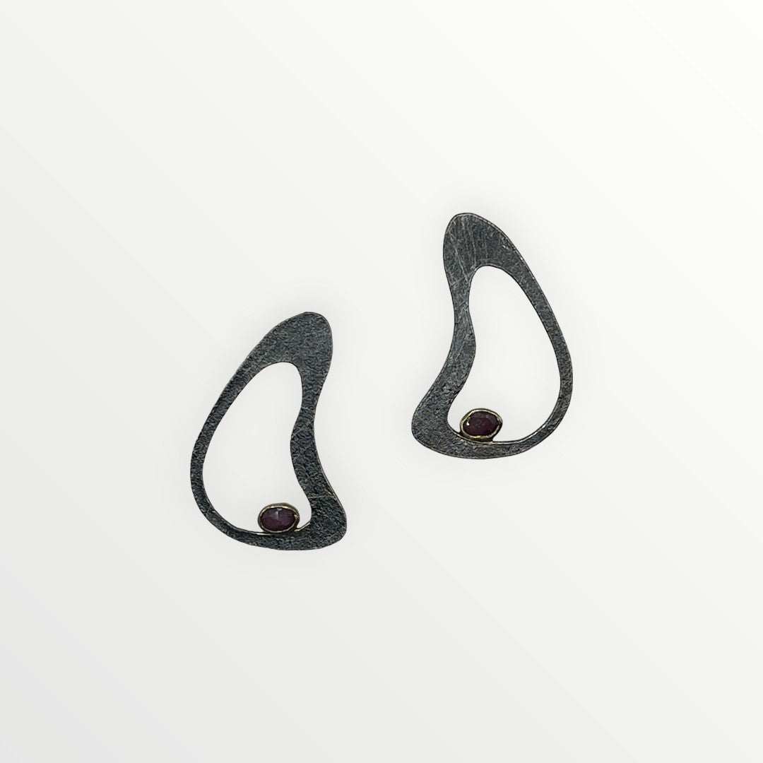 Silver Earrings with synthetic Ruby - Jouly K