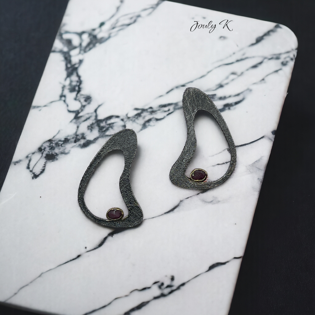 Silver Earrings with synthetic Ruby - Jouly K