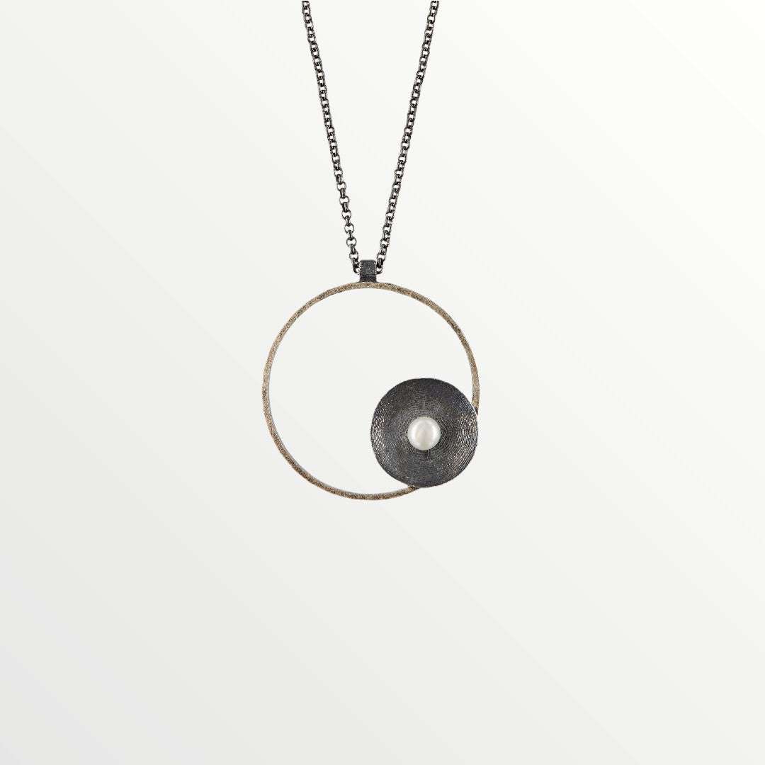 Silver Necklace with white Pearl - Jouly K