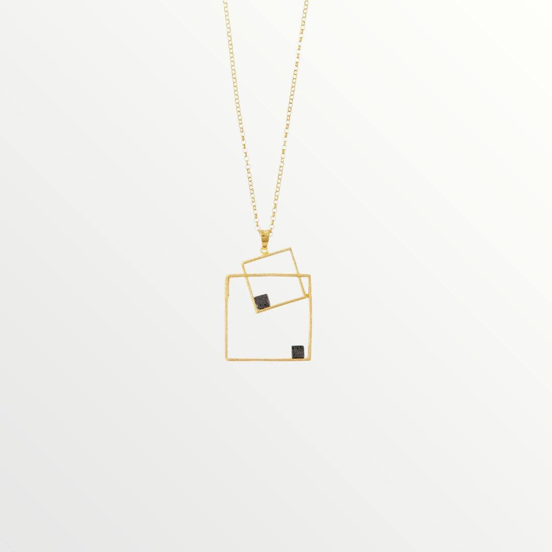 Necklace Handcrafted with Gold Plated Finish and Hematite Gem - Jouly K