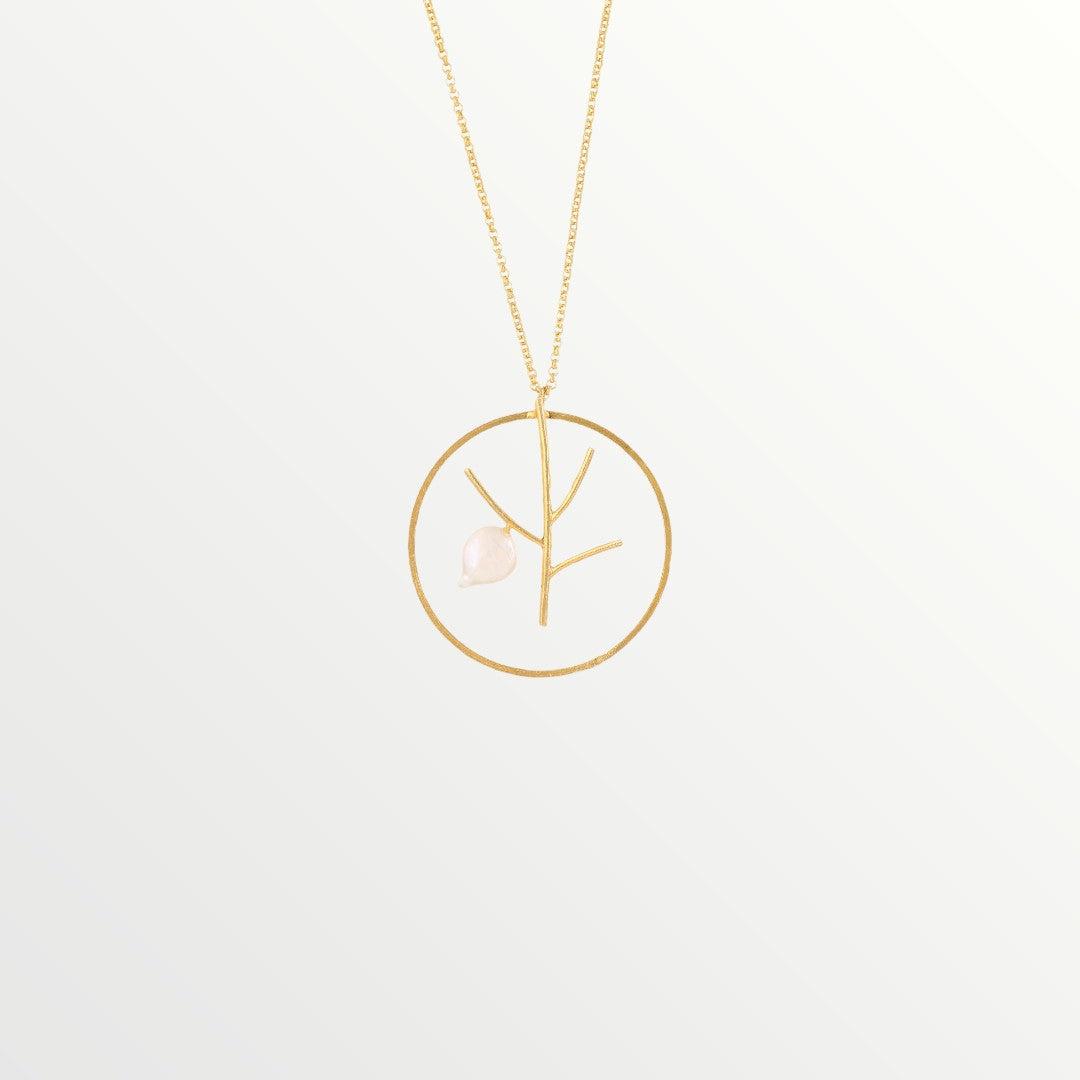 Silver Necklace with a Gold plated finish and white Pearl - Jouly K