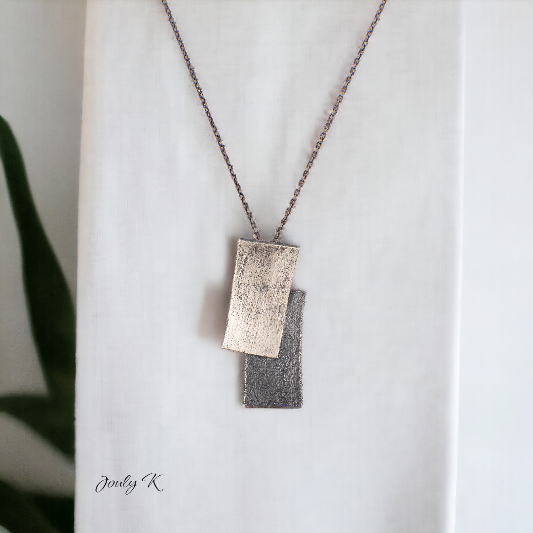Silver Necklace with an Oxidized finish 