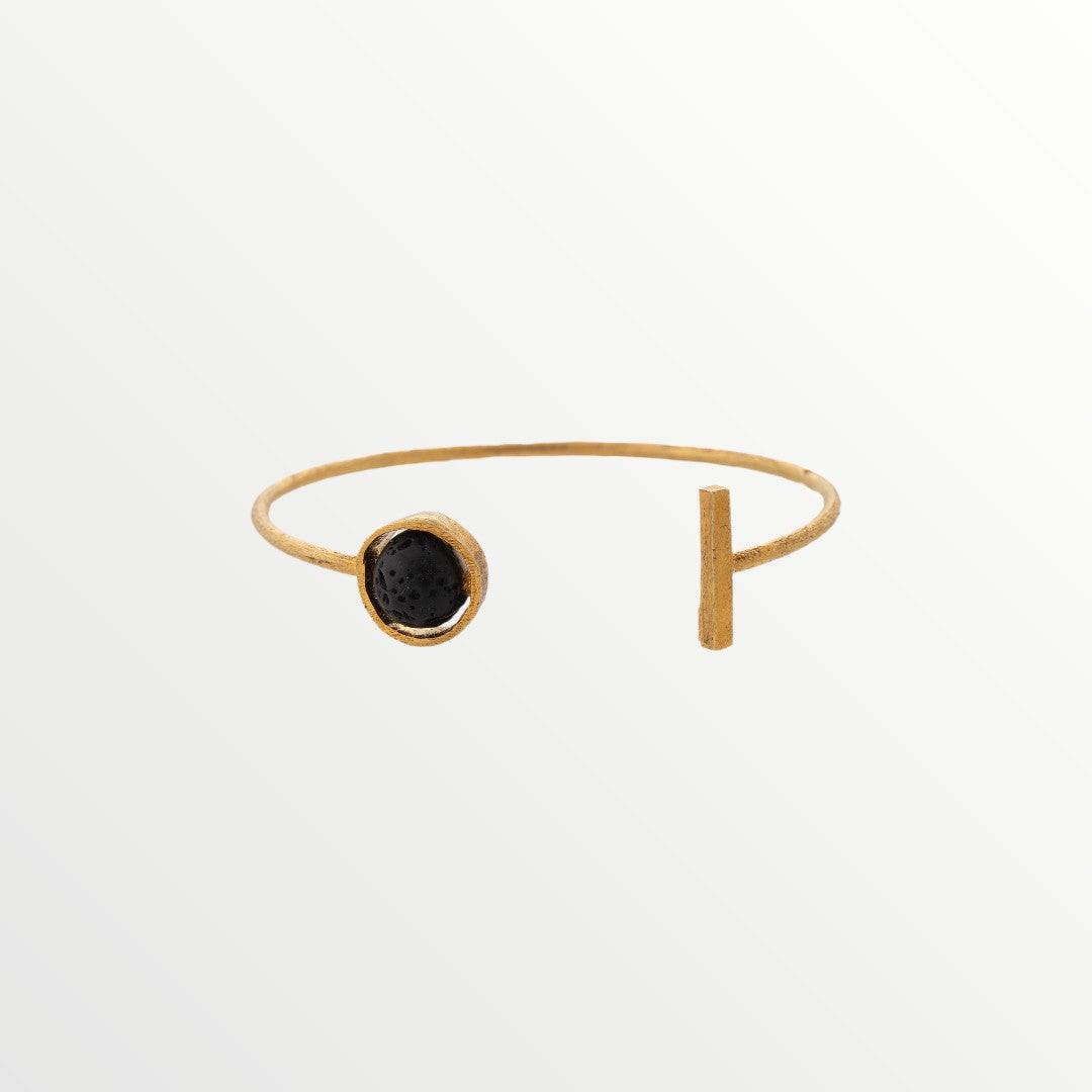 Silver Bracelet with a Gold plated finish and a Lava gemstones Jouly K