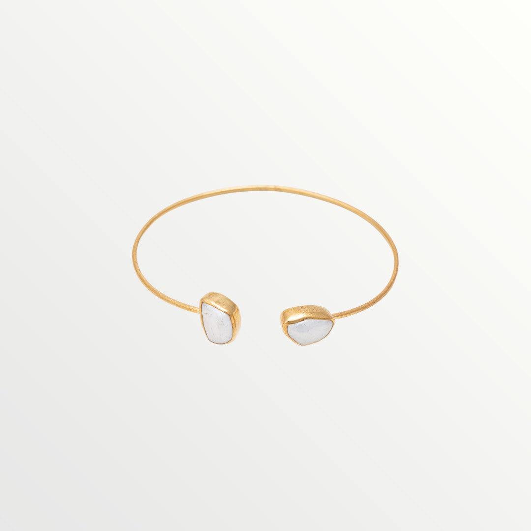 Silver Bracelet with a Gold plated finish and an Agate gemstones - Jouly K