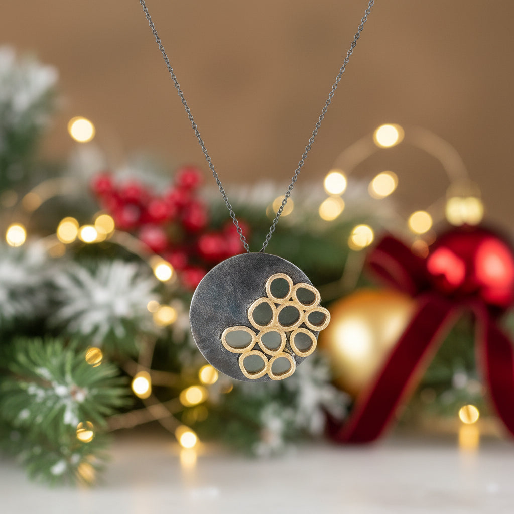 Silver Necklace with an Oxidized finish