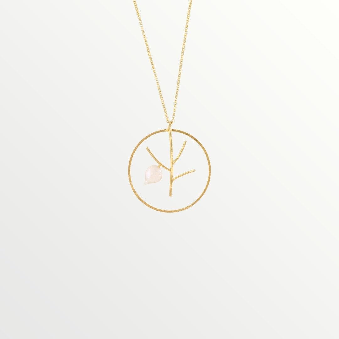 Jouly K gold plated silver necklace with white pearl accent, 80cm chain