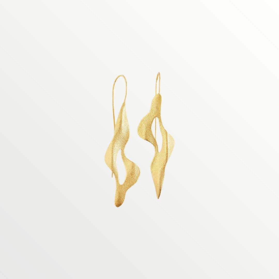 Jouly K handmade abstract gold plated silver earrings with a textured finish.
