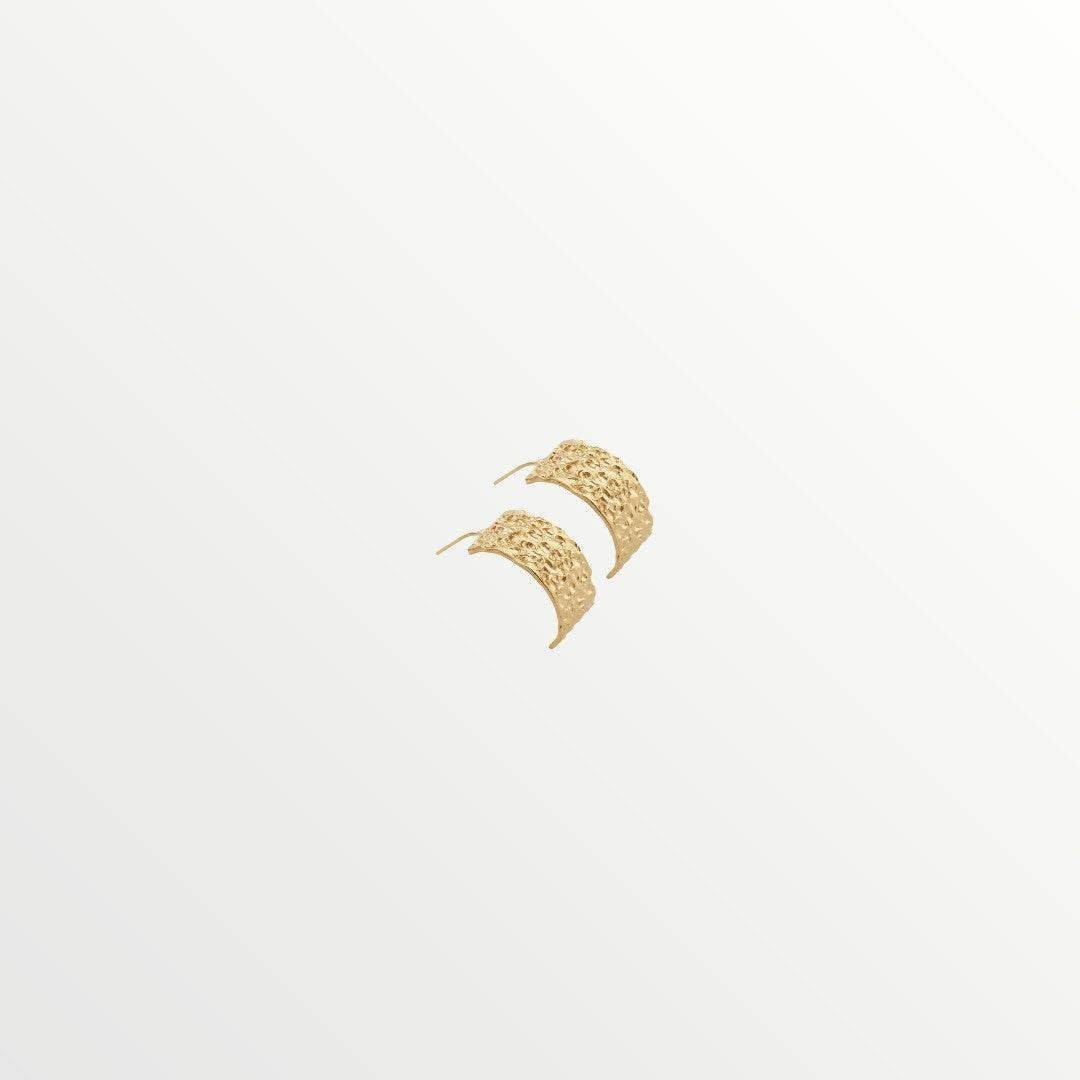 Jouly K gold plated silver 925 earrings with textured finish, 1cm W x 2.3cm L