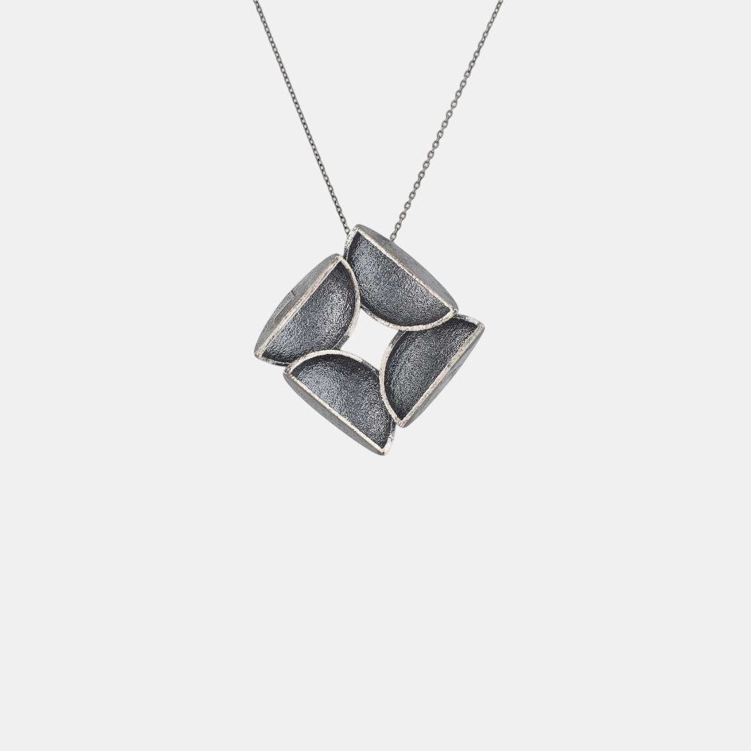 Jouly K handmade silver 925 necklace with an oxidized finish and geometric pendant.