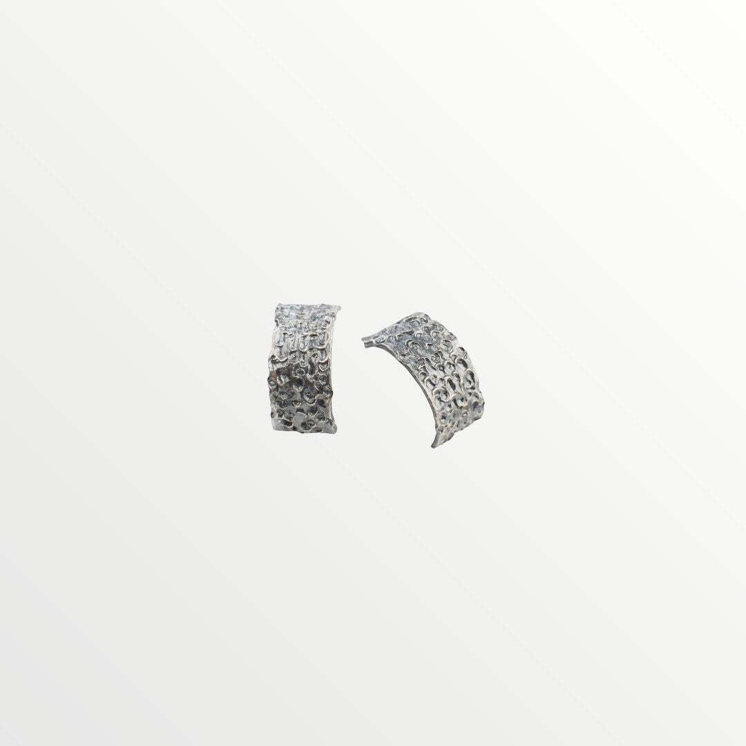 Jouly K handmade silver 925 earrings with an oxidized finish and textured surface.
