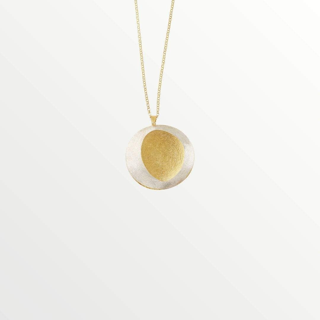 Jouly K handmade silver necklace with gold plated finish, 80cm chain, 4cm pendant.