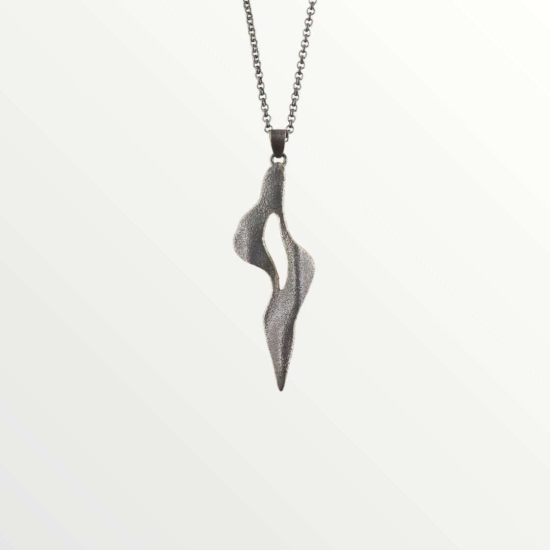 Jouly K silver 925 necklace with an abstract oxidized finish pendant and an 80cm chain.